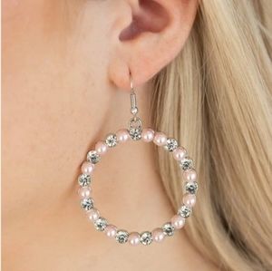 Pearl Palace Pink Rhinestone Earrings Paparazzi